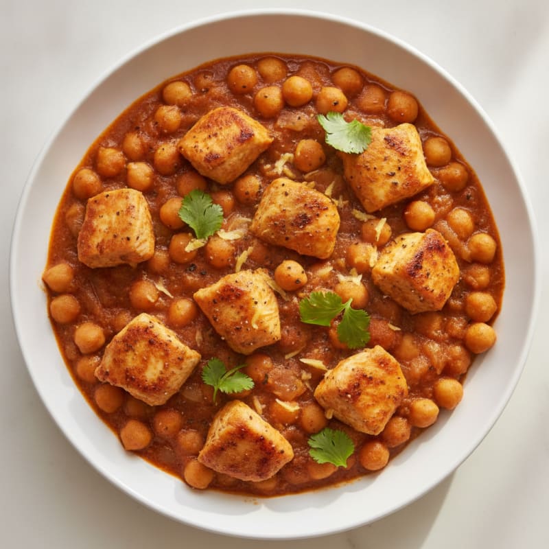 Indian Chana Masala with Seared Chicken