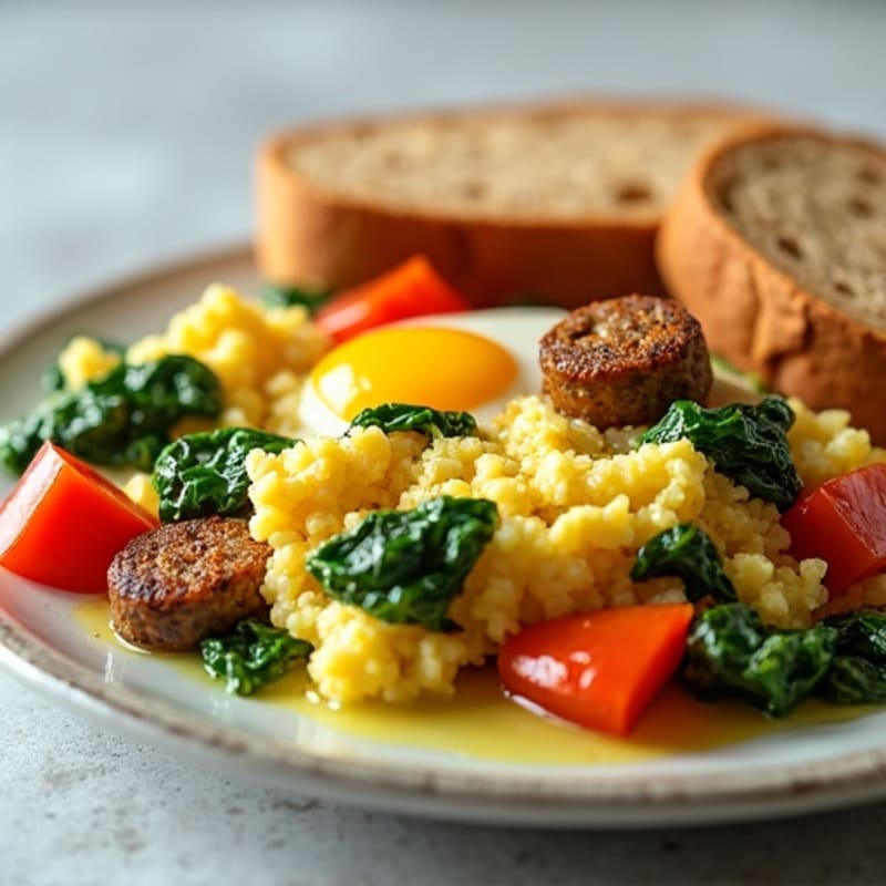 Egg White Scramble with Spinach and Turkey Sausage