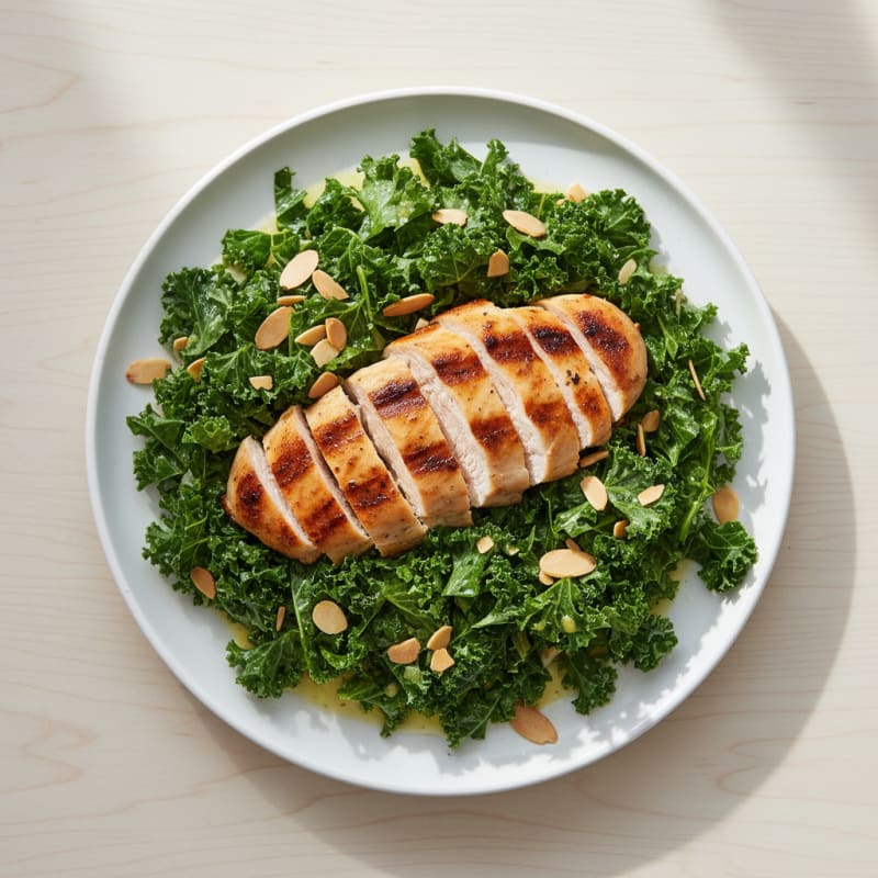 Grilled Chicken Breast with Crunchy Shredded Kale Salad