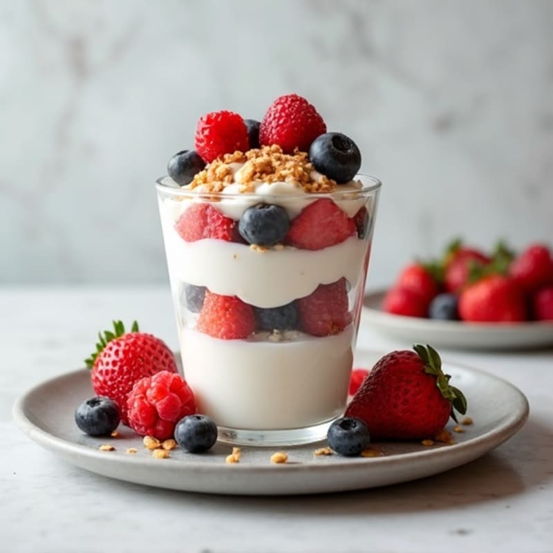 Greek Yogurt Protein Parfait with Mixed Berries and Almond Butter