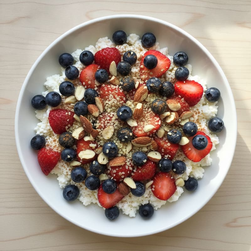 High-Protein Berry and Almond Cottage Cheese Bowl