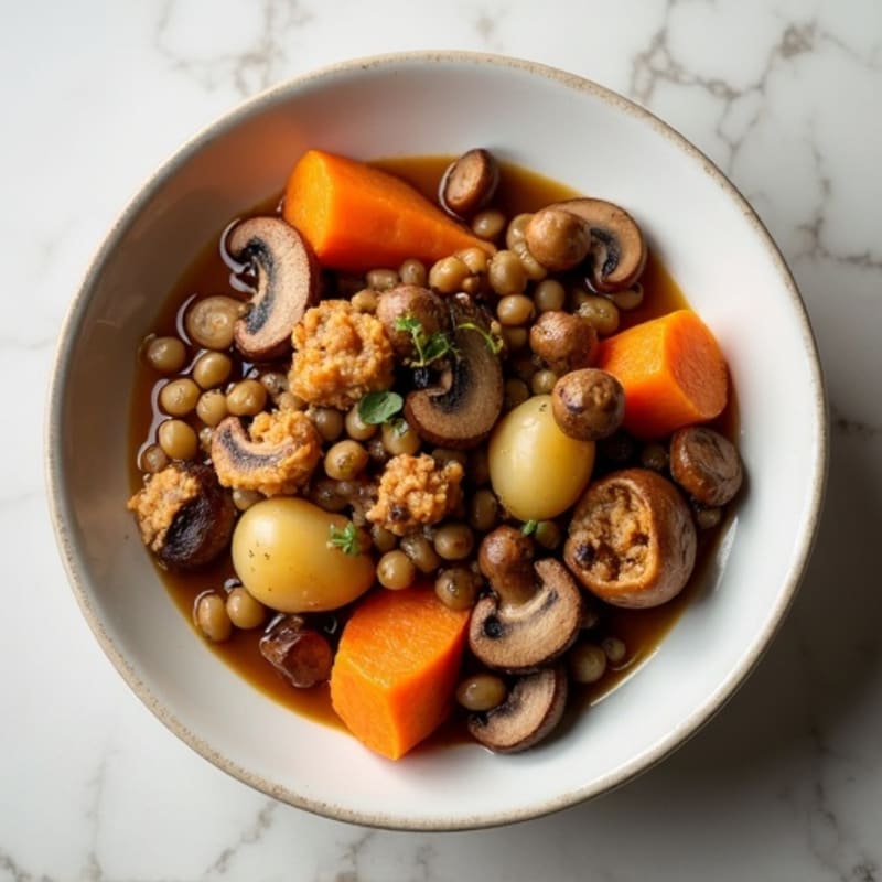 Hearty Mushroom Bourguignon with Root Vegetables