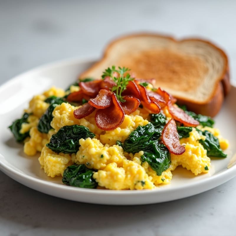 Egg White Scramble with Spinach and Turkey Bacon