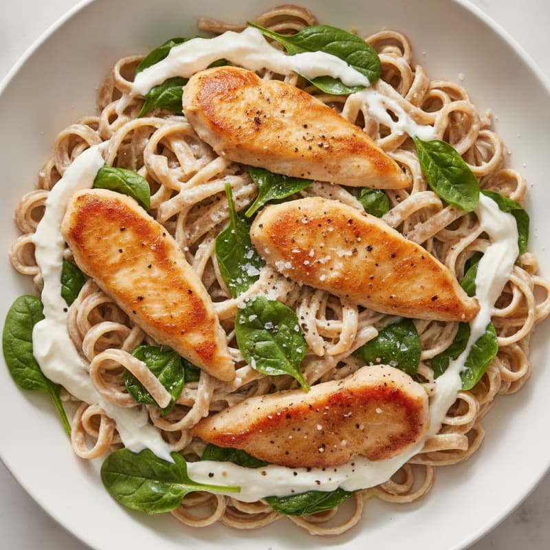 Garlic Chicken Alfredo with Fettuccine