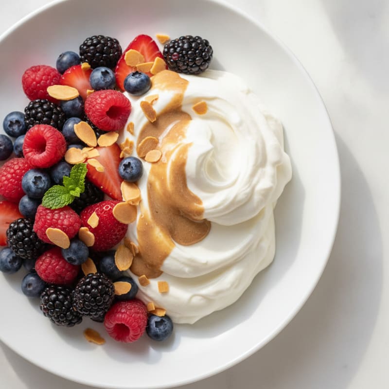 Silky Greek Yogurt Protein Mousse with Mixed Berries
