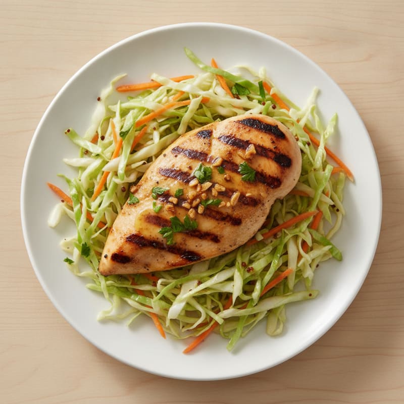 Grilled Chicken Breast with Crunchy Cabbage Slaw