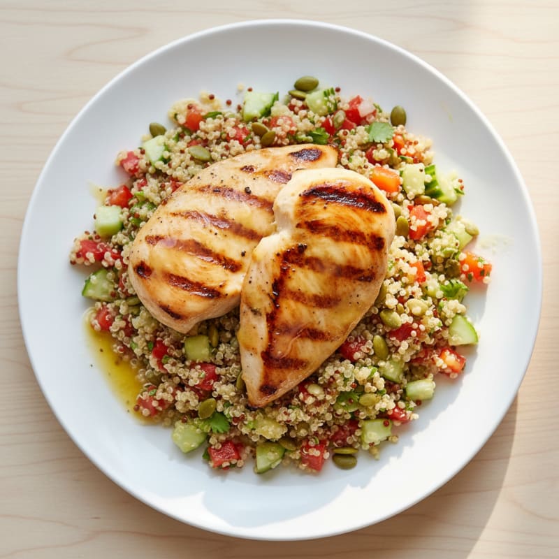 Grilled Chicken Breast with Crunchy Quinoa Salad