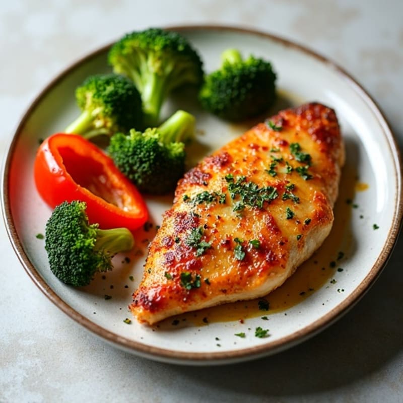 Sheet Pan Lemon Herb Crispy Chicken with Roasted Broccoli and Bell Peppers
