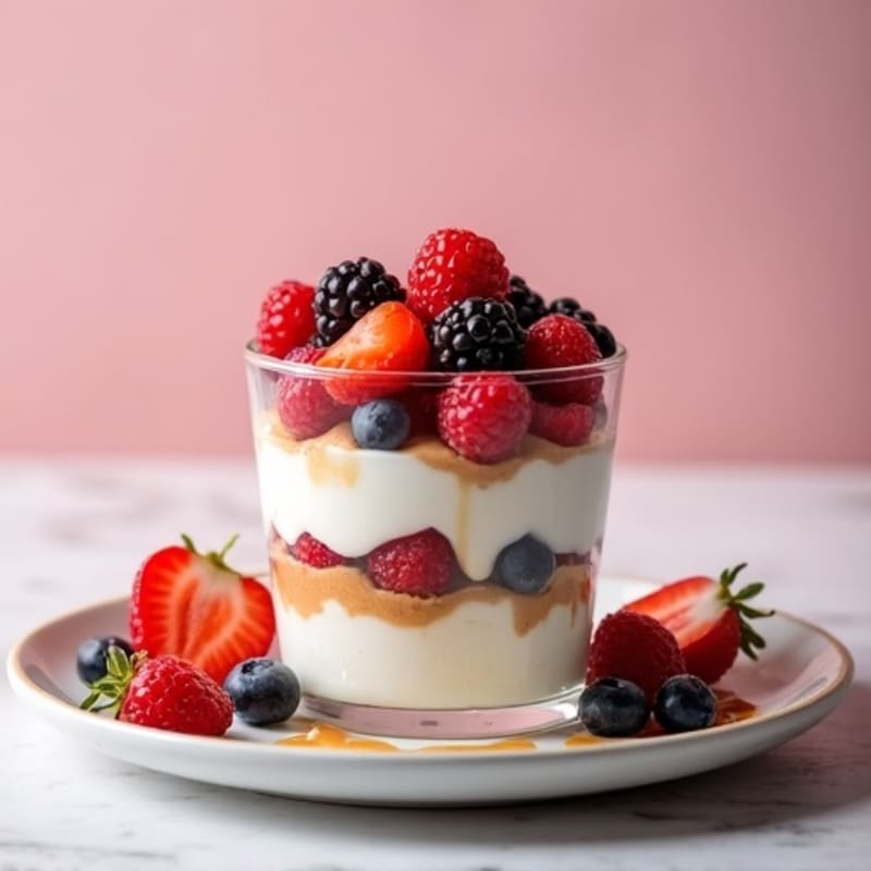 Greek Yogurt Protein Parfait with Mixed Berries and Almond Butter
