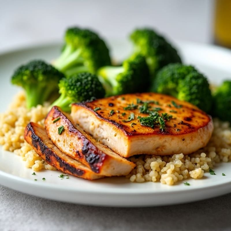 Grilled Chicken Breast with Quinoa and Steamed Broccoli