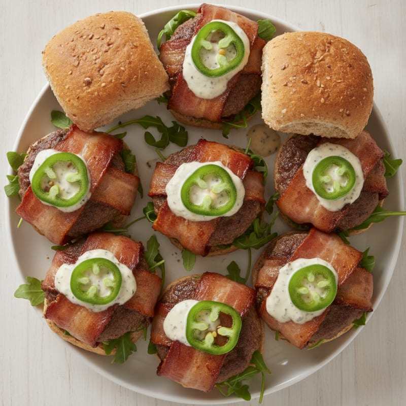 Bacon-Wrapped Jalapeño Sliders