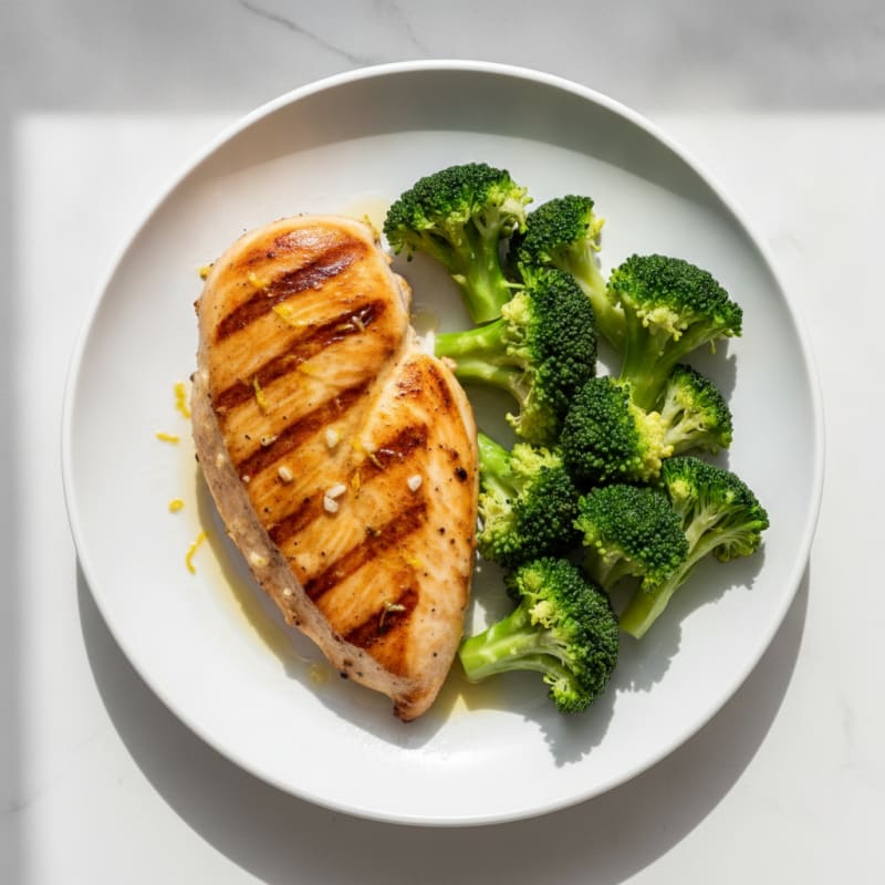 Grilled Chicken Breast with Steamed Broccoli