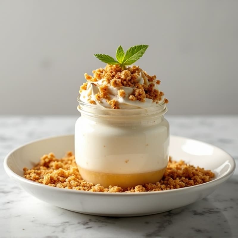 High-Protein Greek Yogurt Parfait with Egg White Meringue and Toasted Bread Crumbs