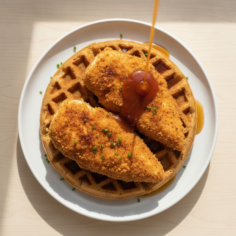 Golden Buttermilk Fried Chicken and Waffles