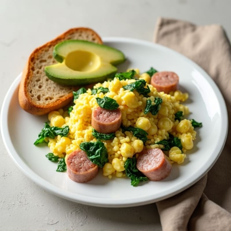 Scrambled Egg Whites with Spinach and Turkey Sausage