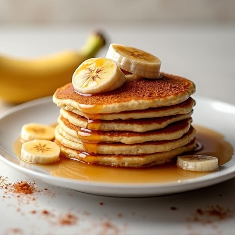 Fluffy Banana Protein Pancakes with Caramelized Cinnamon Bananas