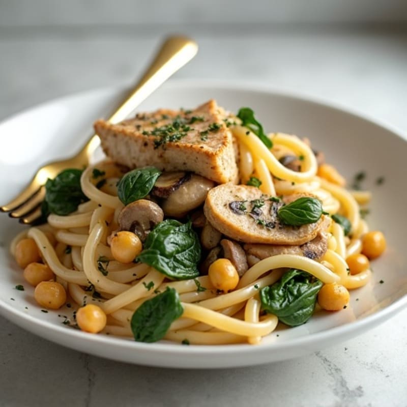 Creamy Garlic-Truffle Mushroom Protein Pasta