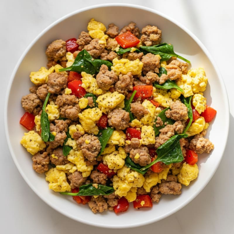 Hearty Morning Egg and Sausage Scramble