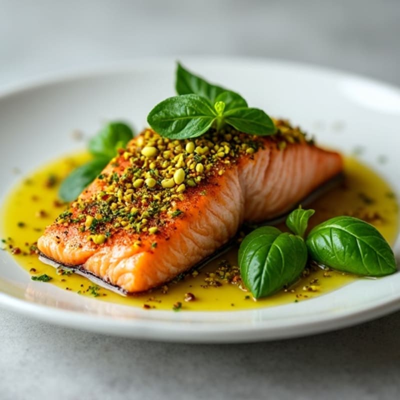 Crispy Pistachio-Crusted Salmon with Fresh Herb Sauce