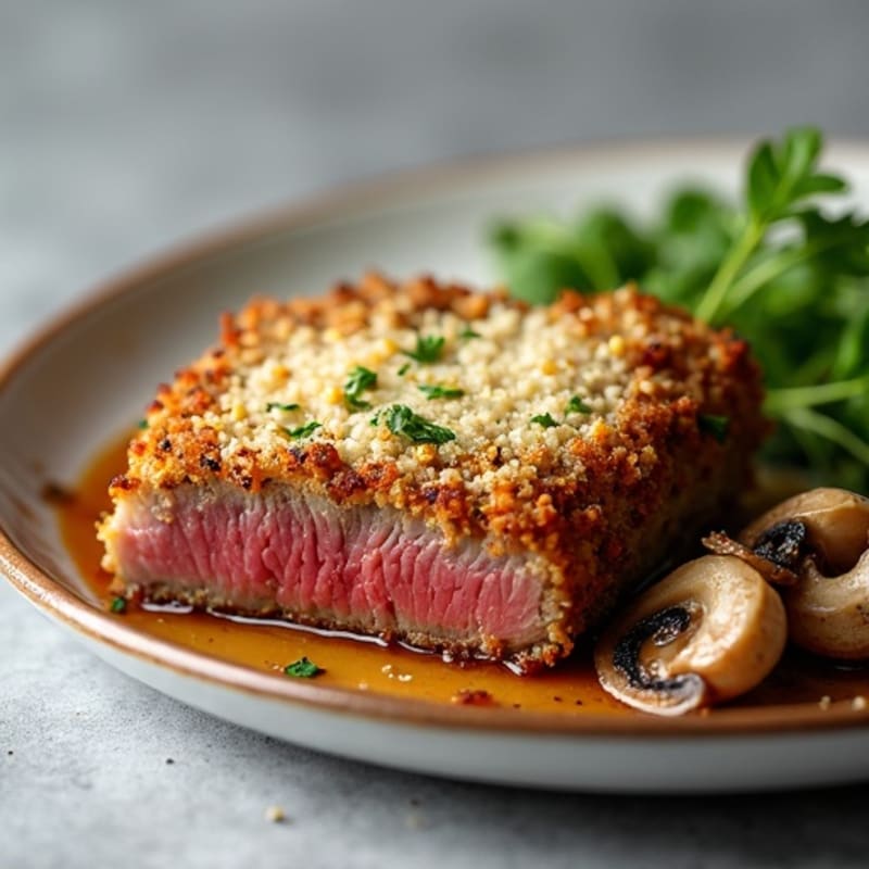 Crispy Baked Beef with Savory Mushroom Crust