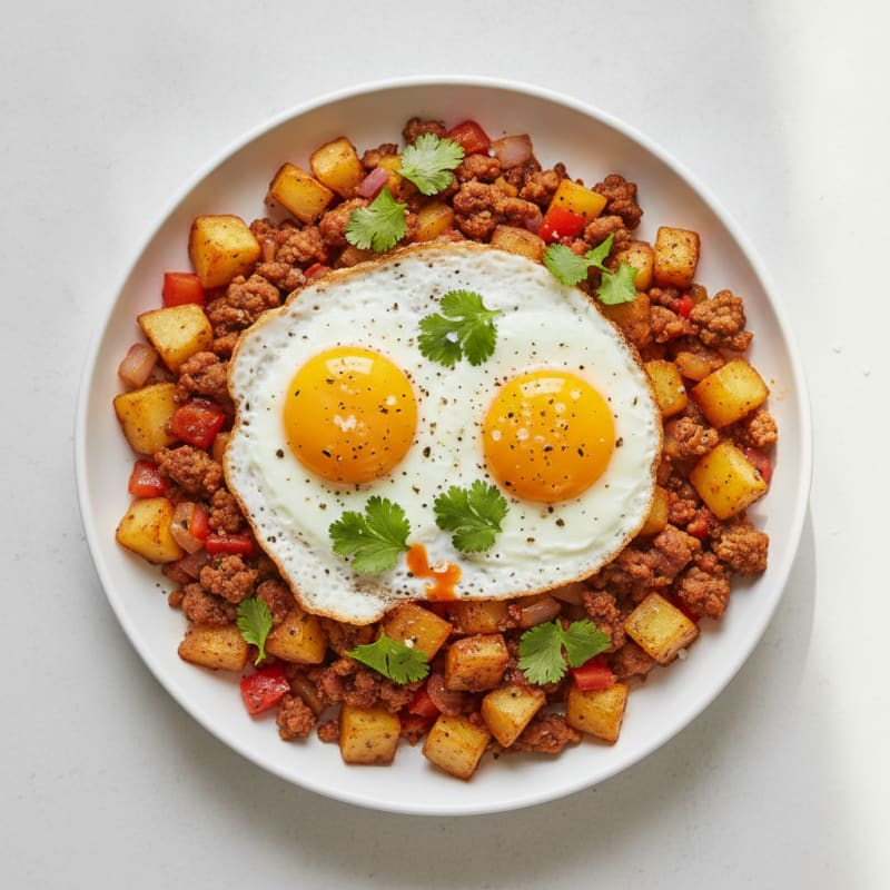 Spicy Chorizo and Potato Hash with Fried Egg