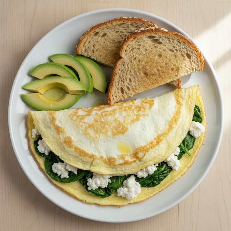 Egg White Spinach Omelette with Cottage Cheese