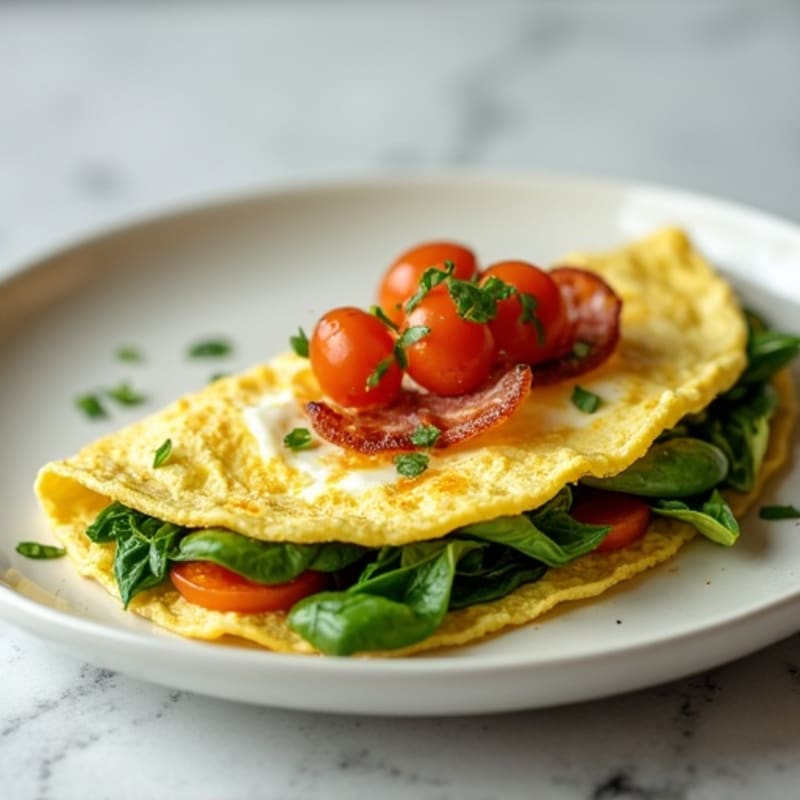 Egg White Omelet with Spinach and Turkey Bacon