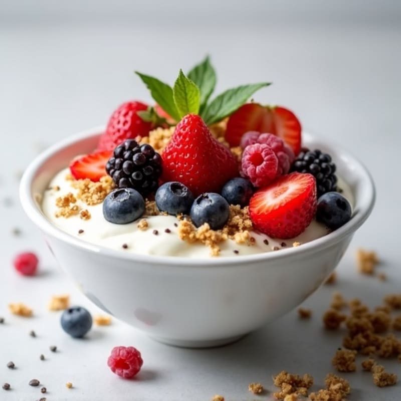 Creamy Greek Yogurt with Fresh Berries and Crunchy Granola