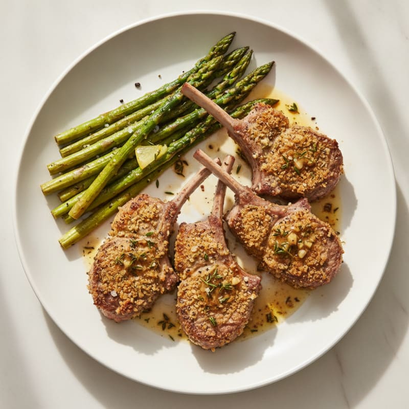 Herb-Crusted Lamb Chops with Roasted Asparagus
