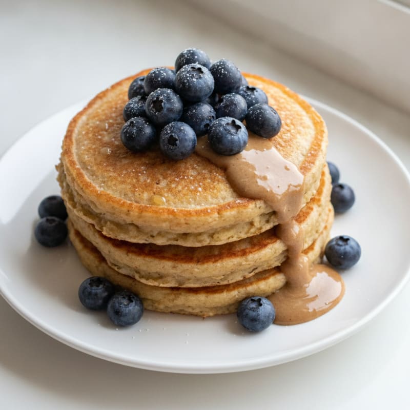 Cottage Cheese Protein Pancakes with Fresh Berries