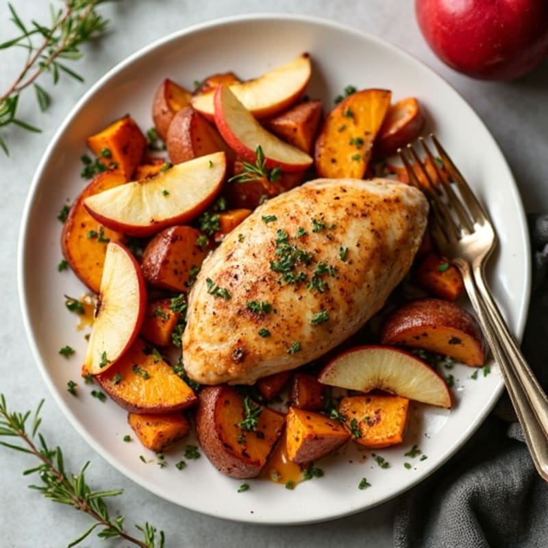 Sheet Pan Chicken and Apple with Roasted Sweet Potatoes