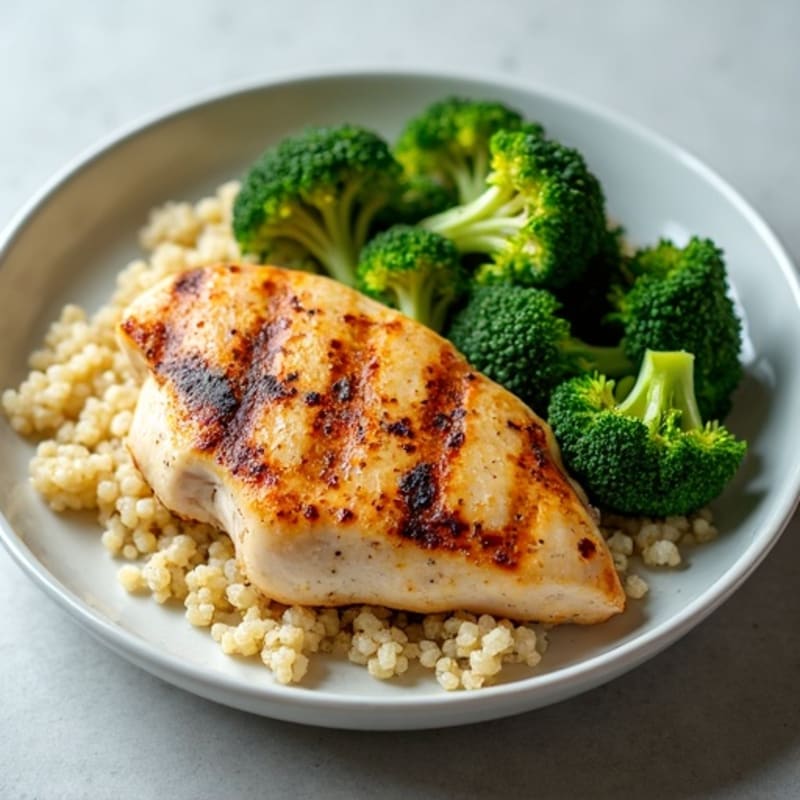 Grilled Chicken Breast with Quinoa and Steamed Broccoli