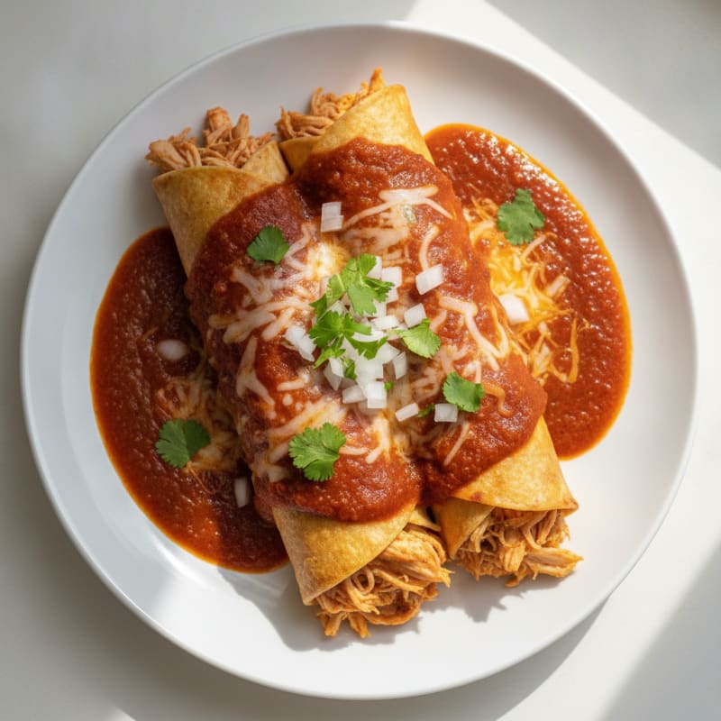 Chicken Enchiladas with Red Chili Sauce