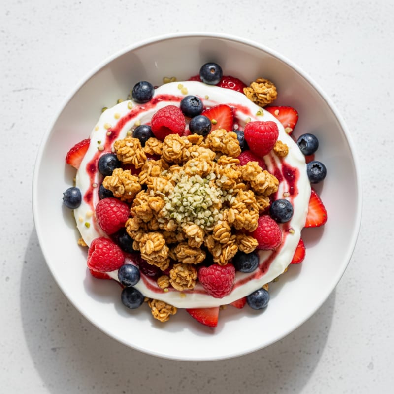 Greek Yogurt Parfait with Mixed Berries and Protein Granola