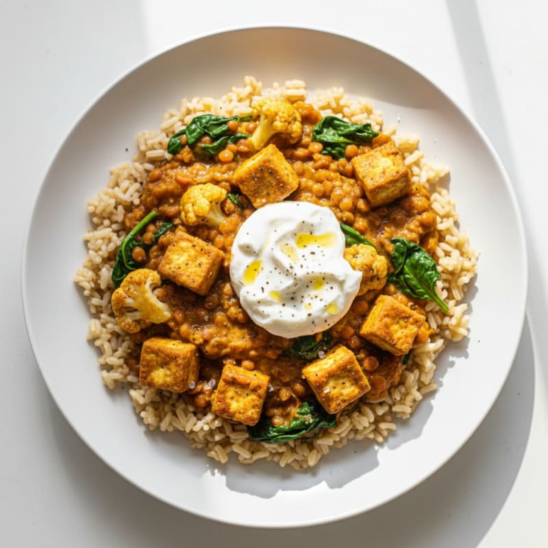 High-Protein Lentil and Tofu Vegetable Curry