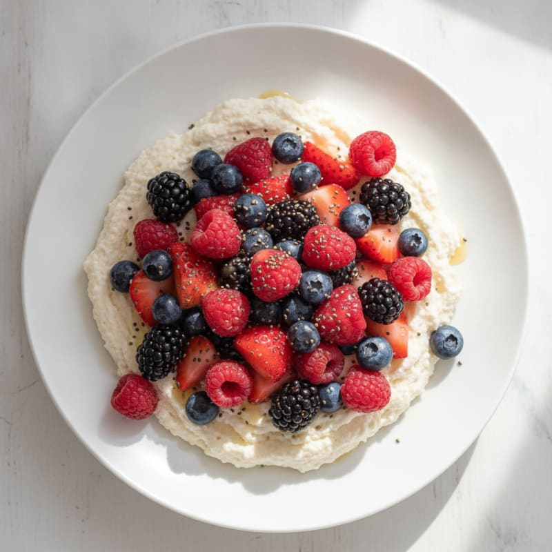 Silky Greek Yogurt Protein Mousse with Mixed Berries