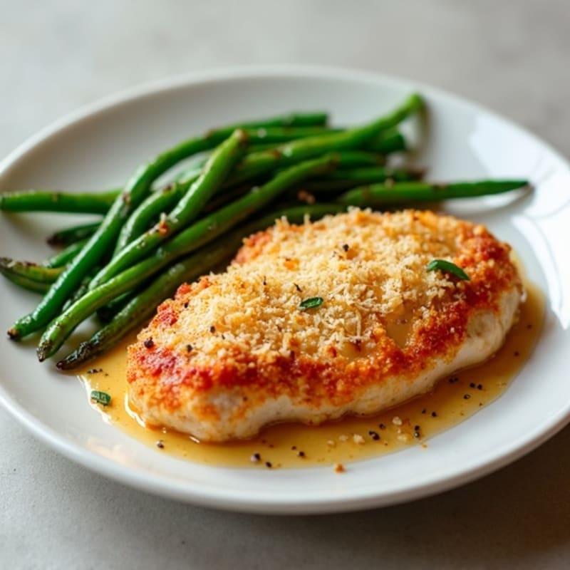 Crispy Chicken Parmesan with Roasted Green Beans