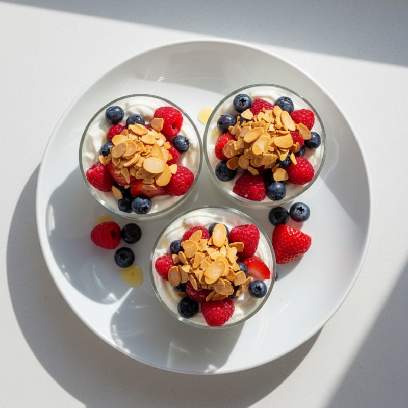 Greek Yogurt Parfait with Mixed Berries and Toasted Almonds