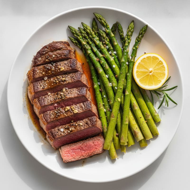 Pan-Seared Steak with Roasted Asparagus