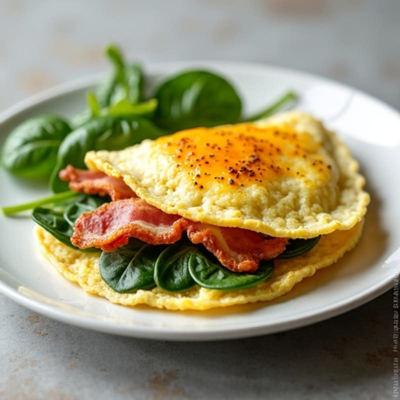 Egg White Omelet with Spinach and Turkey Bacon