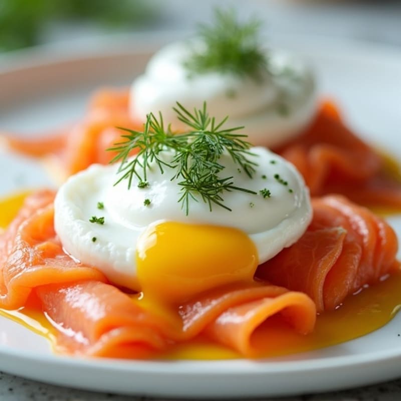 Poached Eggs with Smoked Salmon and Creamy Lemon-Dill Sauce