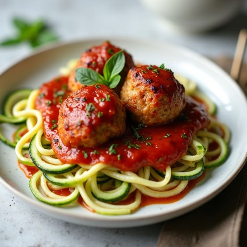 Juicy Turkey Meatballs with Marinara and Zucchini Noodles