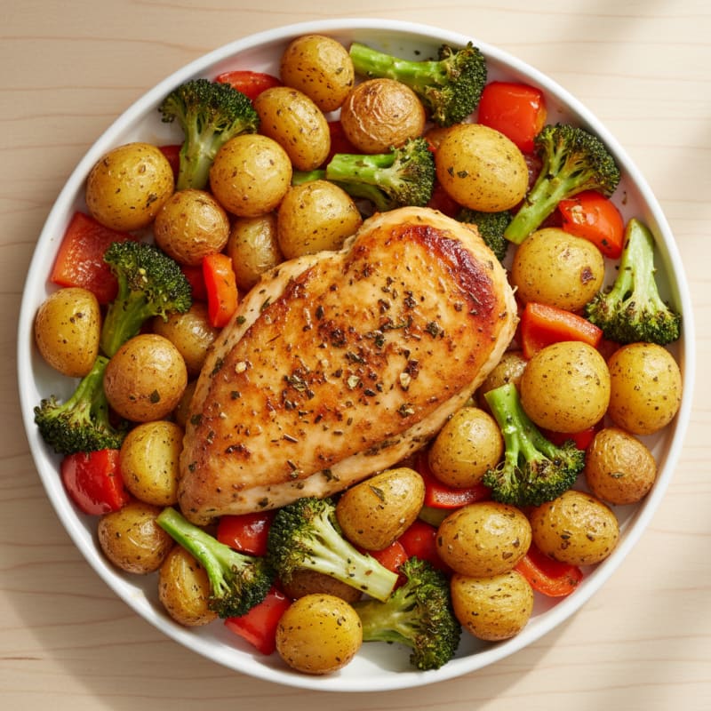 Crispy Lemon-Herb Roasted Chicken and Veggies