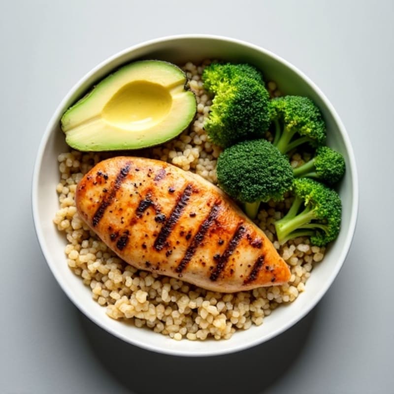 Grilled Chicken Breast with Quinoa and Steamed Broccoli