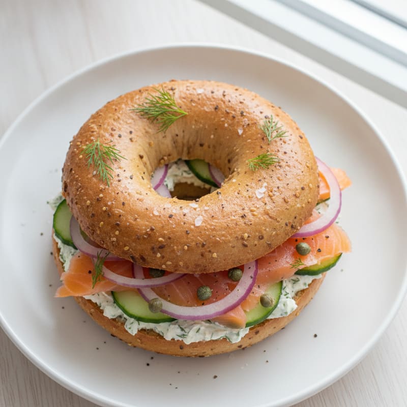 Smoked Salmon Bagel with Dill Cream Cheese