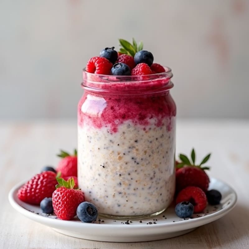 Creamy Berry Protein Overnight Oats