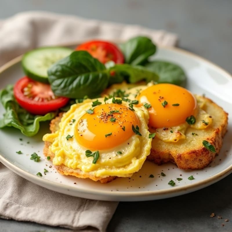 Creamy Scrambled Eggs with Roasted Potato Hash