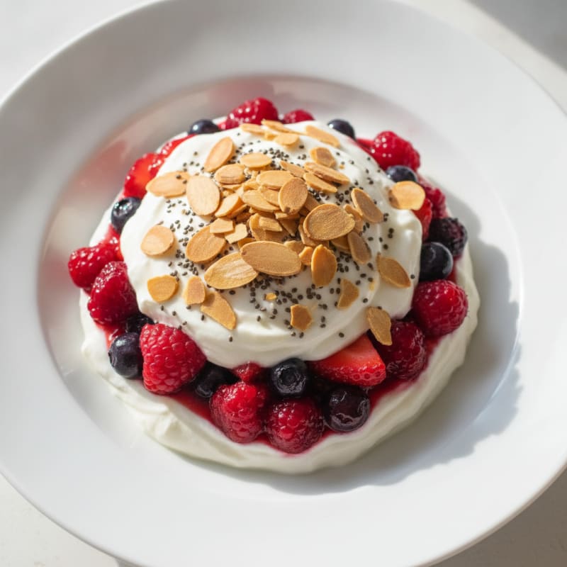 Greek Yogurt Protein Parfait with Mixed Berries
