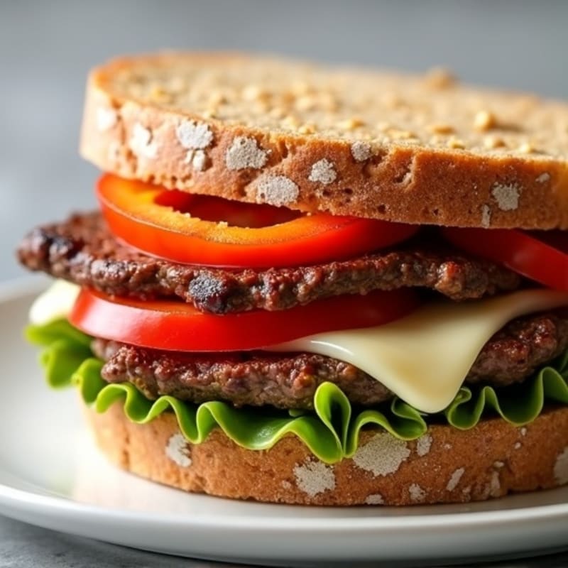 Lean Steak and Bell Pepper Sandwich with Melted Provolone