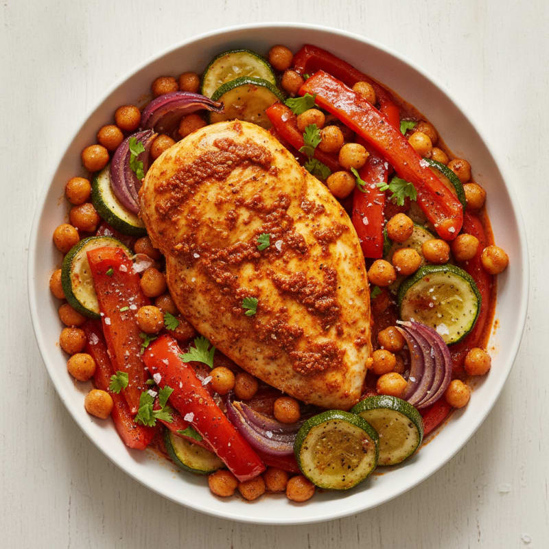 Spicy Harissa Chicken with Roasted Vegetables
